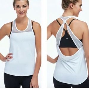 Fabletics Kate Hudson Sol White Mesh Workout Tank
